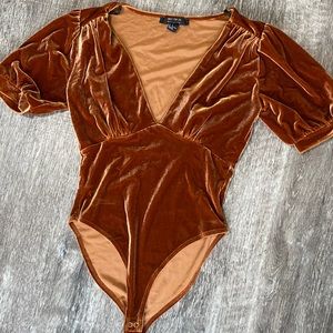 forever 21 S burnt orange deep v neck bodysuit - new without tags, never worn